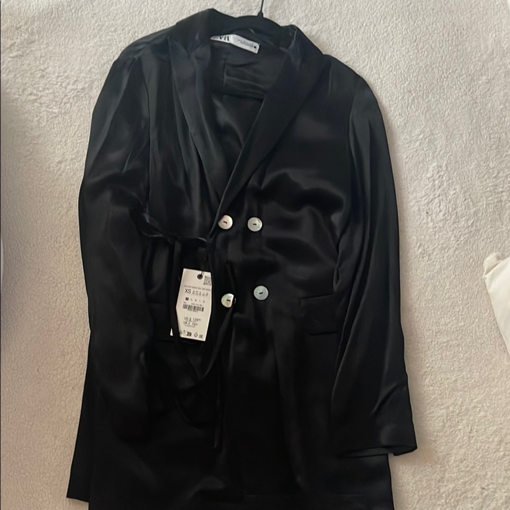 Elegant Black Satin Blazer